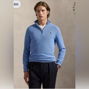 Polo by Ralph Lauren Men's Light Blue Zip-Up Sweater